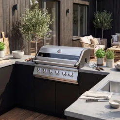 Rostfri gasolgrill 6 Brännare | 5 Brännare & Infraröd Bakbrännare | Ohio