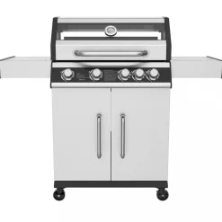 Rostfri gasolgrill med sidobrännare | Lock med glasfönster | Kansas