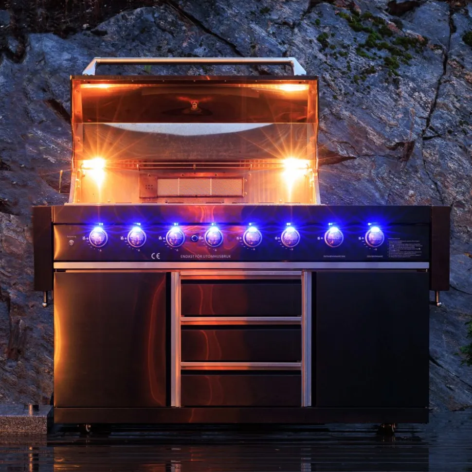 Rostfri gasolgrill/utekök | Varmluftsfunktion | New Orleans Blackline