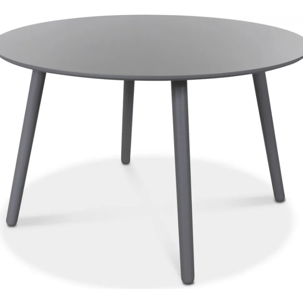Rosvik Matbord Ø120 cm | Grålackerat runt bord i massivt trä/MDF