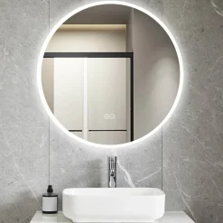 Rund badrumsspegel 80cm med LED-lyse | Anti-fog & touch-styrning