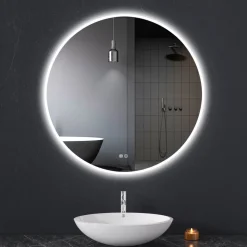 Rund badrumsspegel 80cm med LED-lyse | Anti-fog & touch-styrning