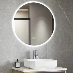 Rund badrumsspegel 80cm med LED-lyse | Anti-fog & touch-styrning