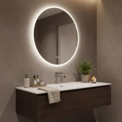 Rund badrumsspegel 60cm med LED-lyse | Anti-fog & touch-styrning