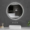 Rund badrumsspegel 60 cm | Svart ram | LED-belysning | Anti-fog & touch-styrning