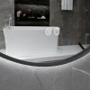 Rund badrumsspegel 80 cm | Svart ram | LED-belysning | Anti-fog & touch-styrning