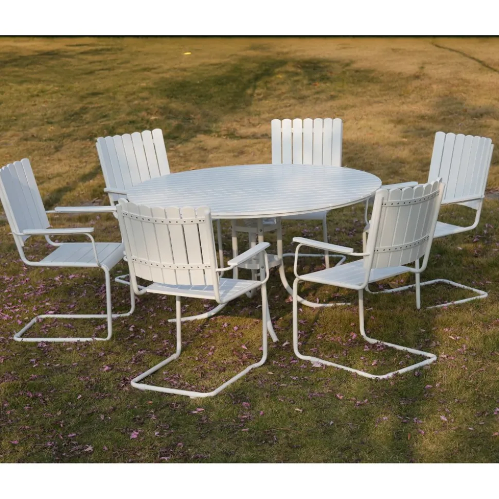 Rund matgrupp utomhus 6 stolar | Ø135 cm | Vit Glänta