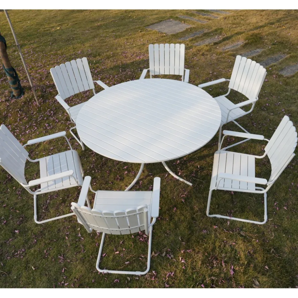 Rund matgrupp utomhus 6 stolar | Ø135 cm | Vit Glänta