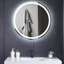 Rund spegel | LED-belysning och anti-fog-funktion