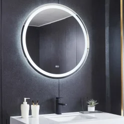 Rund spegel | LED-belysning och anti-fog-funktion
