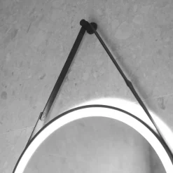 Rund spegel med hängrem | LED-belysning & anti-fog-funktion