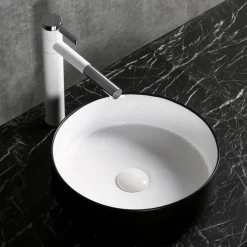 Runt handfat 36cm | Trendig svartvit design | Keramik/porslin