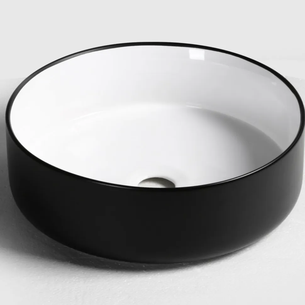 Runt handfat 36cm | Trendig svartvit design | Keramik/porslin