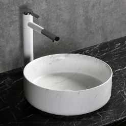 Runt tvättställ 36cm | Marmorerad yta | Lyxig design i porslin