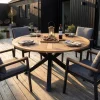 Runt utebord akacia | Ø150 cm | Svarta ben | Höjd 78 cm