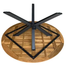 Runt utebord akacia | Ø180 cm | Svarta ben | Höjd 78 cm