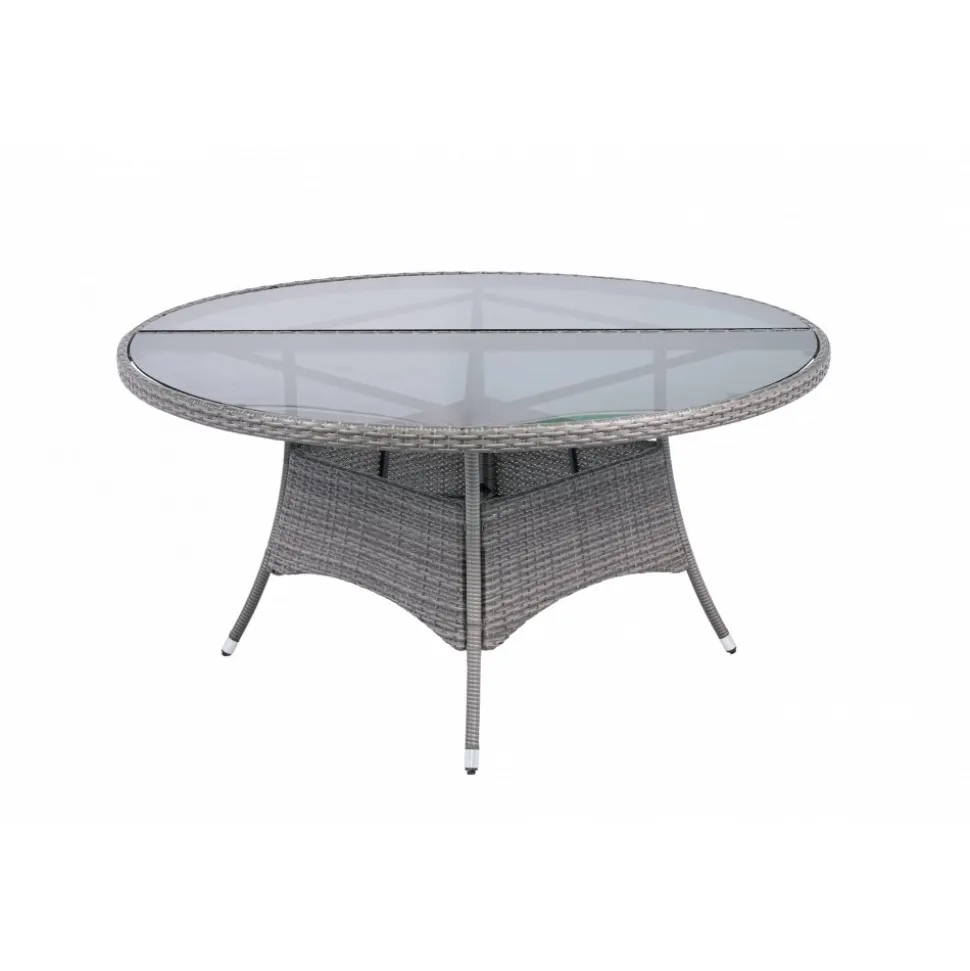 Runt utematbord med härdat glas | Ø150 cm | Tylösand grå