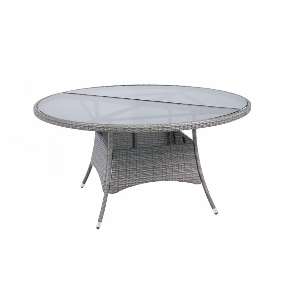 Runt utematbord med härdat glas | Ø150 cm | Tylösand grå
