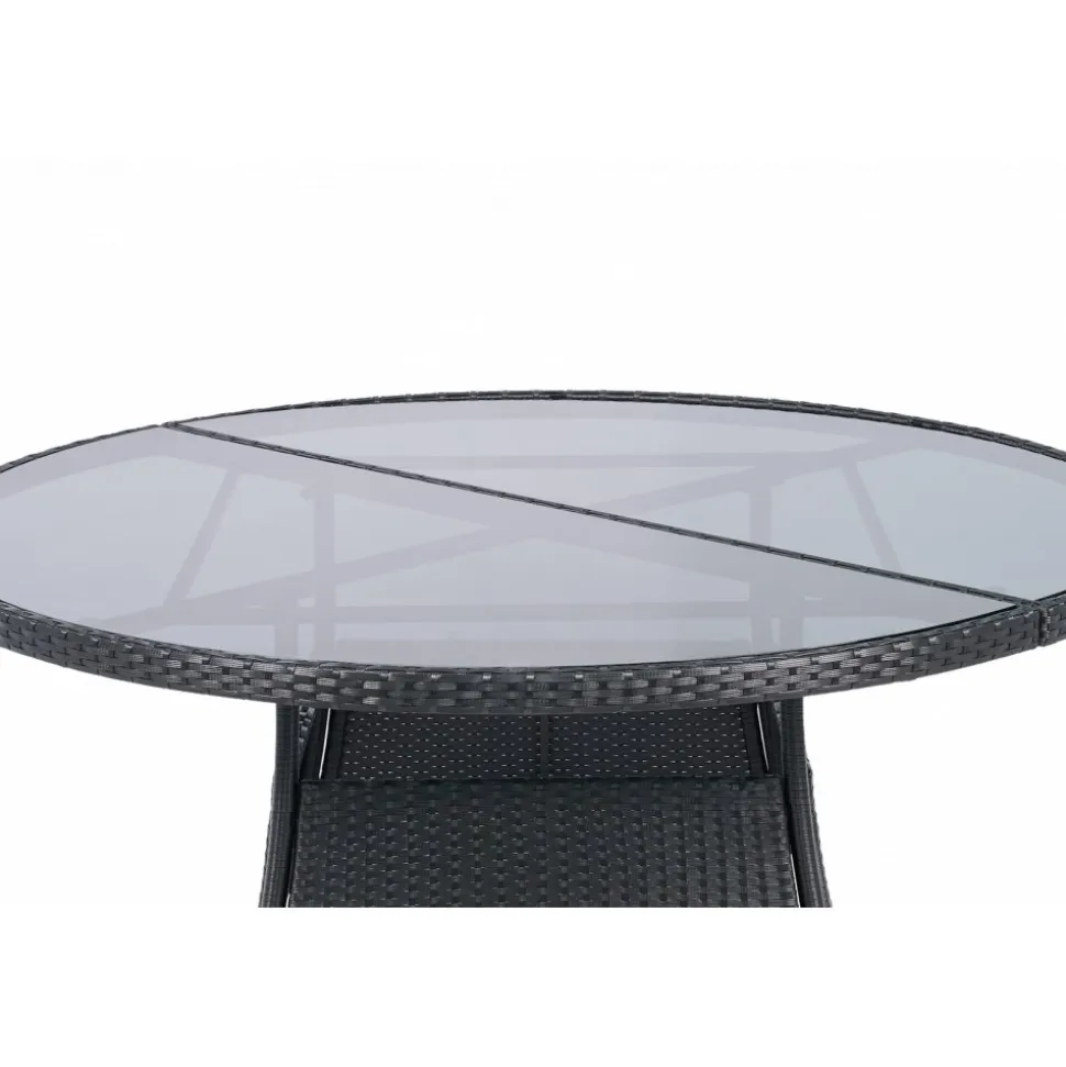 Runt utematbord med härdat glas | Ø150 cm | Tylösand svart