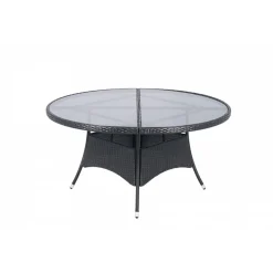Runt utematbord med härdat glas | Ø150 cm | Tylösand svart