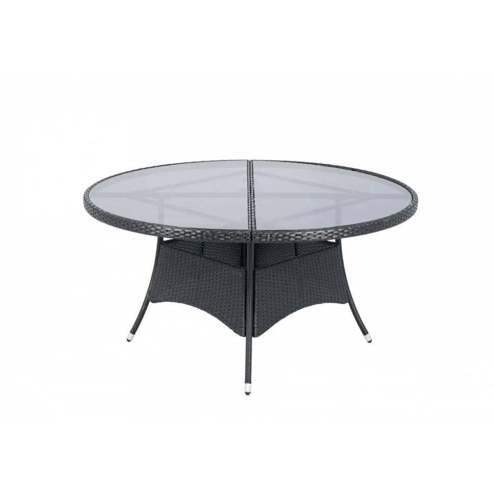 Runt utematbord med härdat glas | Ø150 cm | Tylösand svart