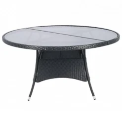 Runt utematbord med härdat glas | Ø150 cm | Tylösand svart