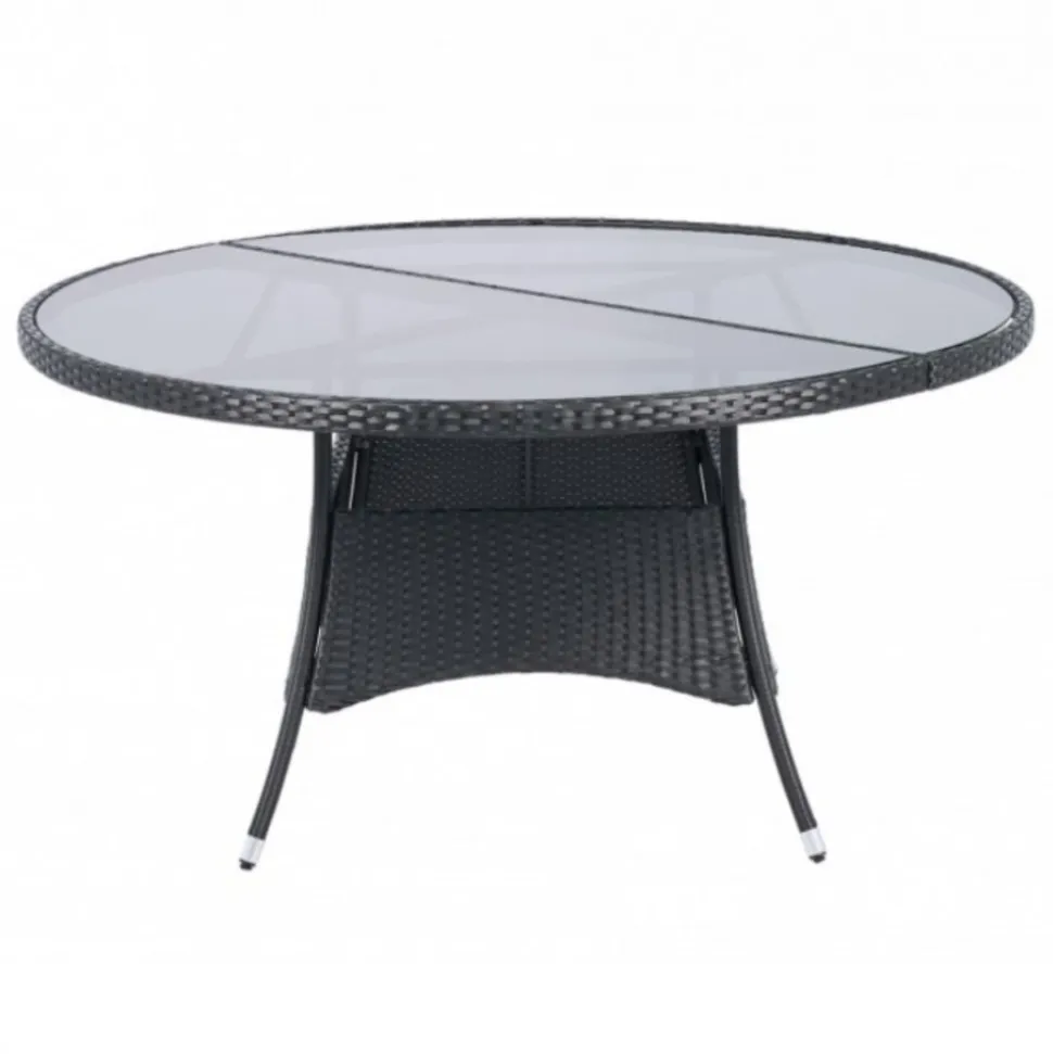 Runt utematbord med härdat glas | Ø150 cm | Tylösand svart