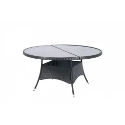 Runt utematbord med härdat glas | Ø150 cm | Tylösand svart