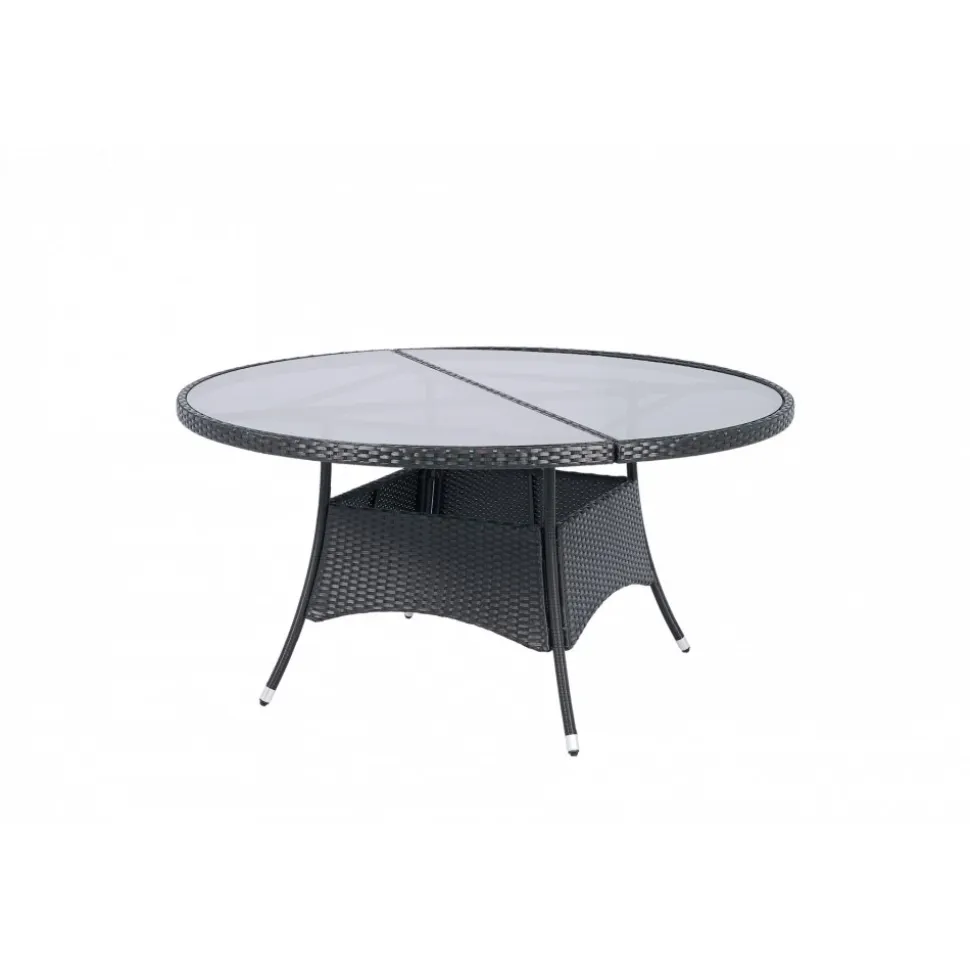 Runt utematbord med härdat glas | Ø150 cm | Tylösand svart