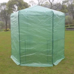 Sexkantigt plastväxthus 3,8m² | Stålram med PE-plastöverdrag