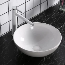 Skålformat handfat 40cm | Tvättställ i porslin med lyxig design