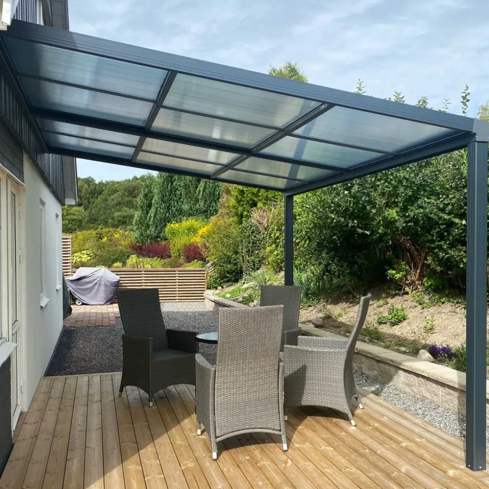 Slide roof veranda 3,9 x 3m | Skjutbart altantak | Kanalplast / Aluminium