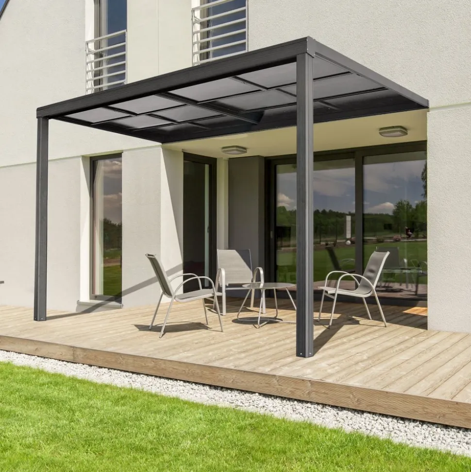 Slide roof veranda 3,9 x 3m | Skjutbart altantak | Kanalplast / Aluminium