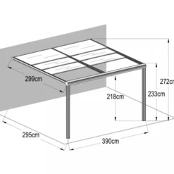 Slide roof veranda 3,9 x 3m | Skjutbart altantak | Kanalplast / Aluminium