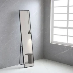 Smal helkroppsspegel 35x170 cm | Golvstående | Svart ram
