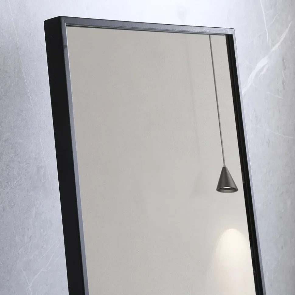 Smal helkroppsspegel 35x170 cm | Golvstående | Svart ram