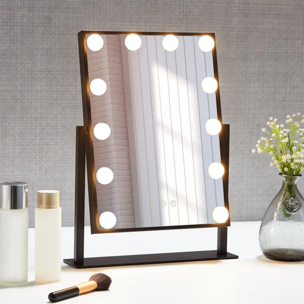 Sminkspegel på fot med LED-belysning | Pamela
