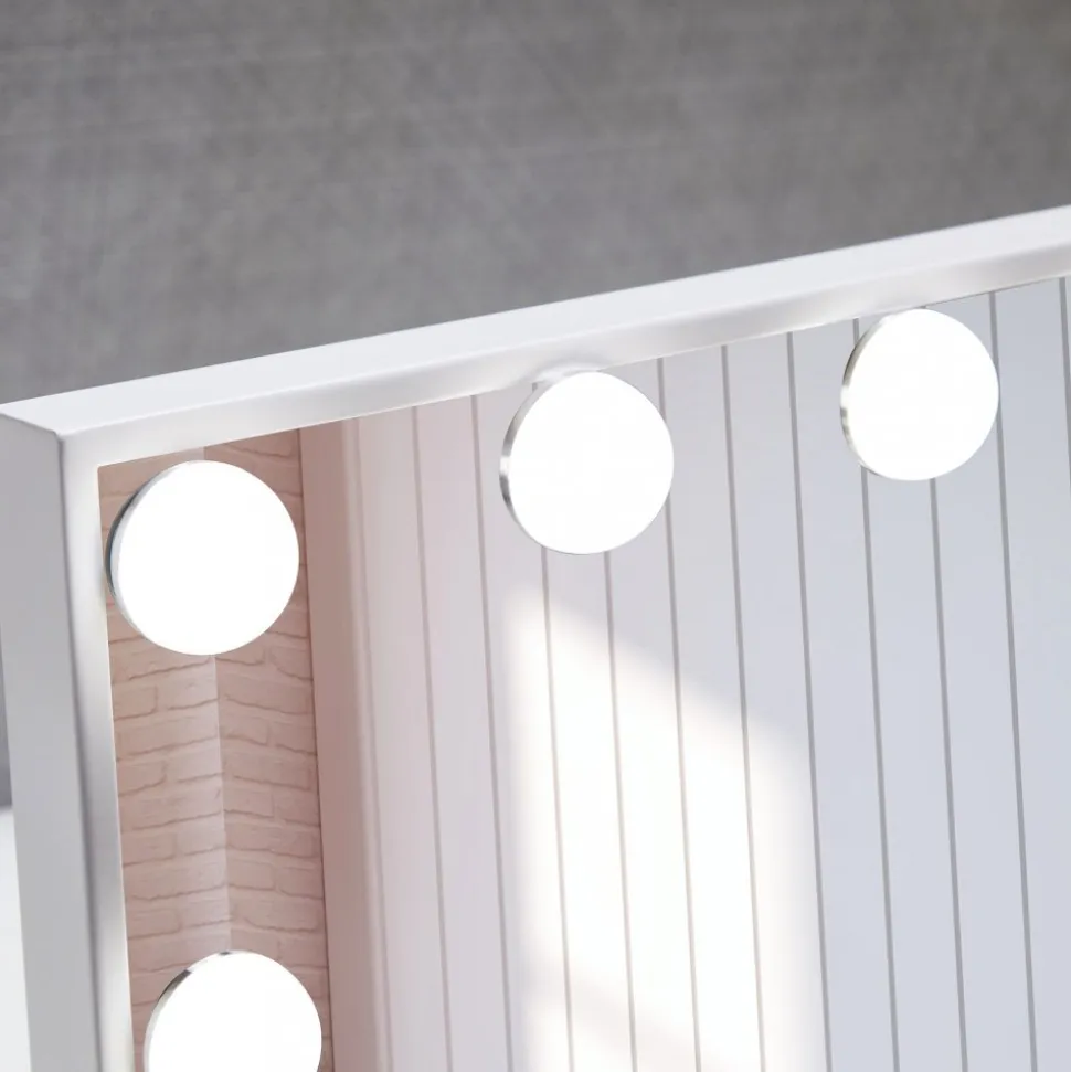 Sminkspegel på fot med LED-belysning | Pamela