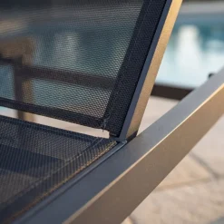 Solbädd i aluminium & textilene 2-pack | Justerbar solsäng för pool | Copacabana Svart