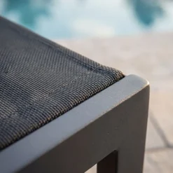 Solbädd i aluminium & textilene 2-pack | Justerbar solsäng för pool | Copacabana Svart