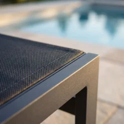 Solbädd i aluminium & textilene 2-pack | Justerbar solsäng för pool | Copacabana Svart