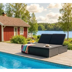 Solsäng 200×160 cm Extra bred solsäng i svart | Glyxnäs