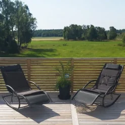 Solsäng med gungfunktion | Svart texturerad | 146×62×89 cm | Havstenssund 2026