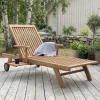 Solstol i teak med hjul och utfällbart hyllplan | 120 cm | Solö