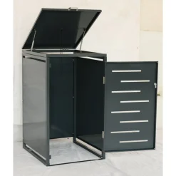 Soptunneskjul 1 kärl | Låsbar | Gasfjäder & ventilation | Mörkgrå metall