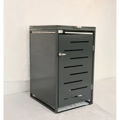 Soptunneskjul 1 kärl | Låsbar | Gasfjäder & ventilation | Mörkgrå metall