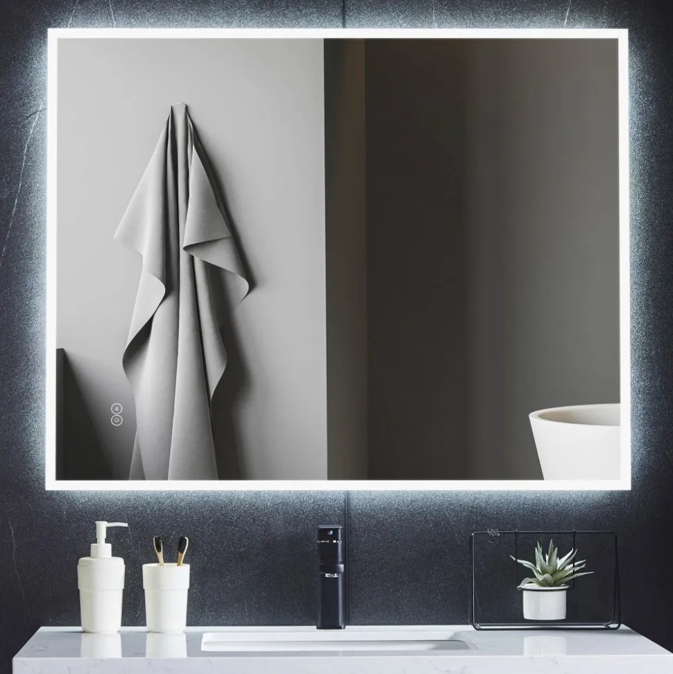 Spegel med LED-belysning och anti-fog-funktion
