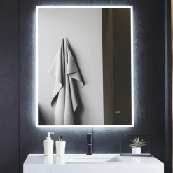Spegel med LED-belysning och anti-fog-funktion