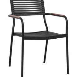 Stapelbar utestol i metall | Svart / Beige | Pino