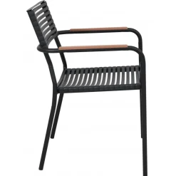Stapelbar utestol i metall | Svart / Beige | Pino